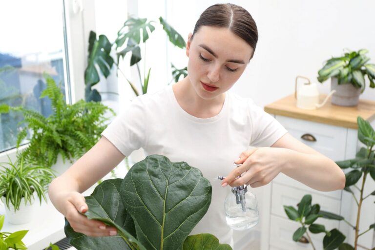 young-woman-misting-green-houseplant-leaves